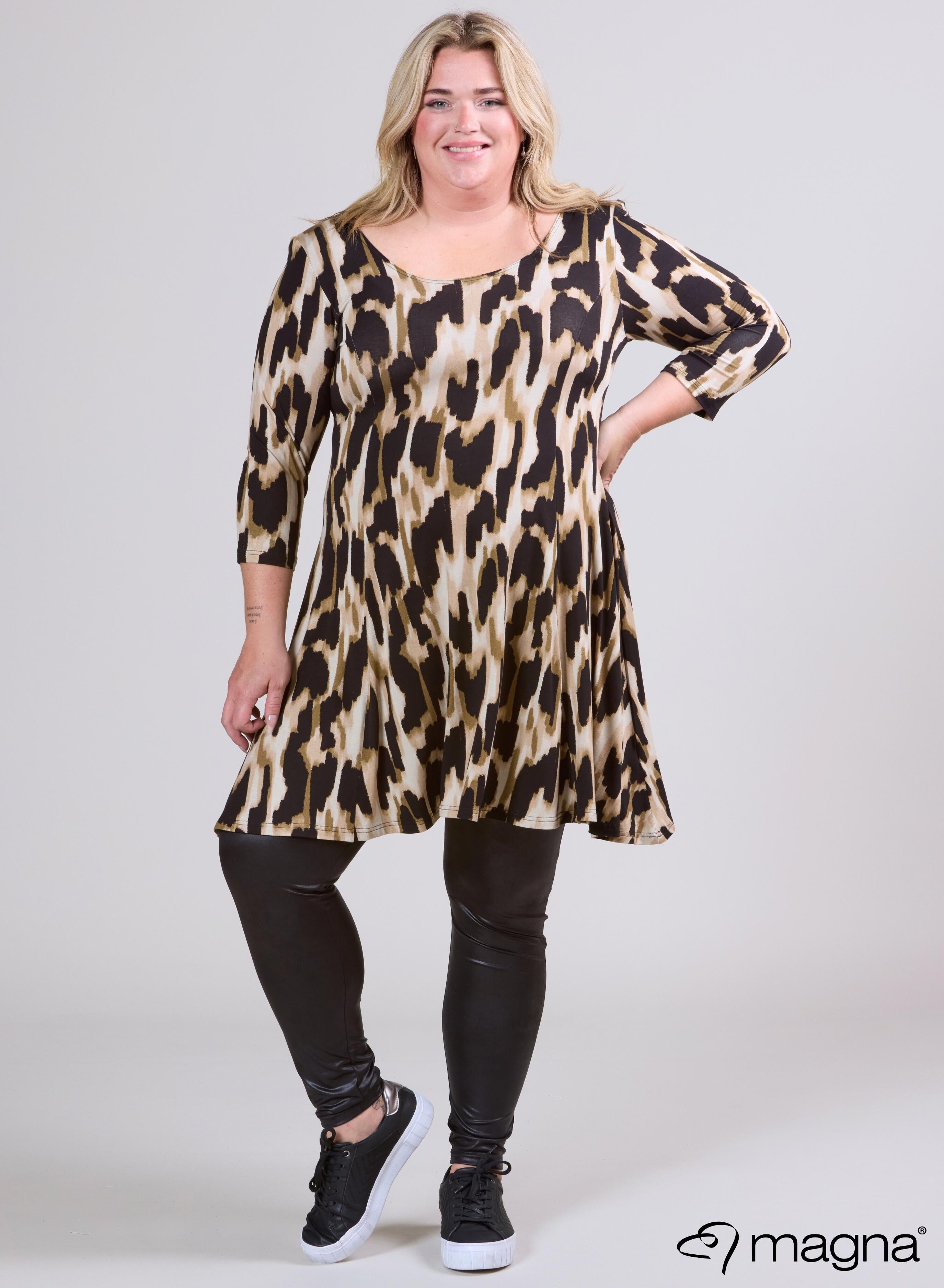 Magna A-lijn Jurk Dierenprint Bruin Zwart