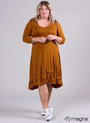 Magna Langes Rüschenkleid Planet Circles Musterd