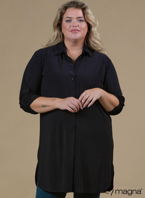 Magna Long Button Blouse Black