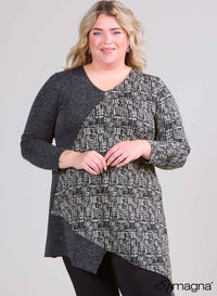 Magna 2 Tones Triangle Tunic - Viscose Print Texture Sand