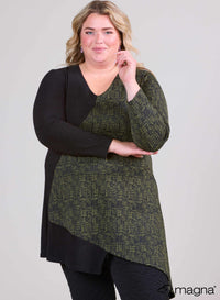 Magna 2 Tones Triangle Tunic - Viscose Print Texture Khaki