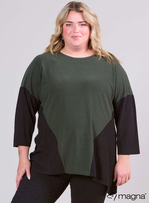 Magna 2 Tones Loose Fit Pullover - Wollgefühl Olivgrün