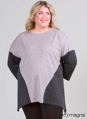 Magna 2 Tones Locker Geschnittener Pullover – Wolloptik NC Dust Pink