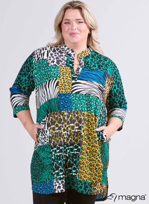 Magna Classic Pockets Tunika Animal Block Grün