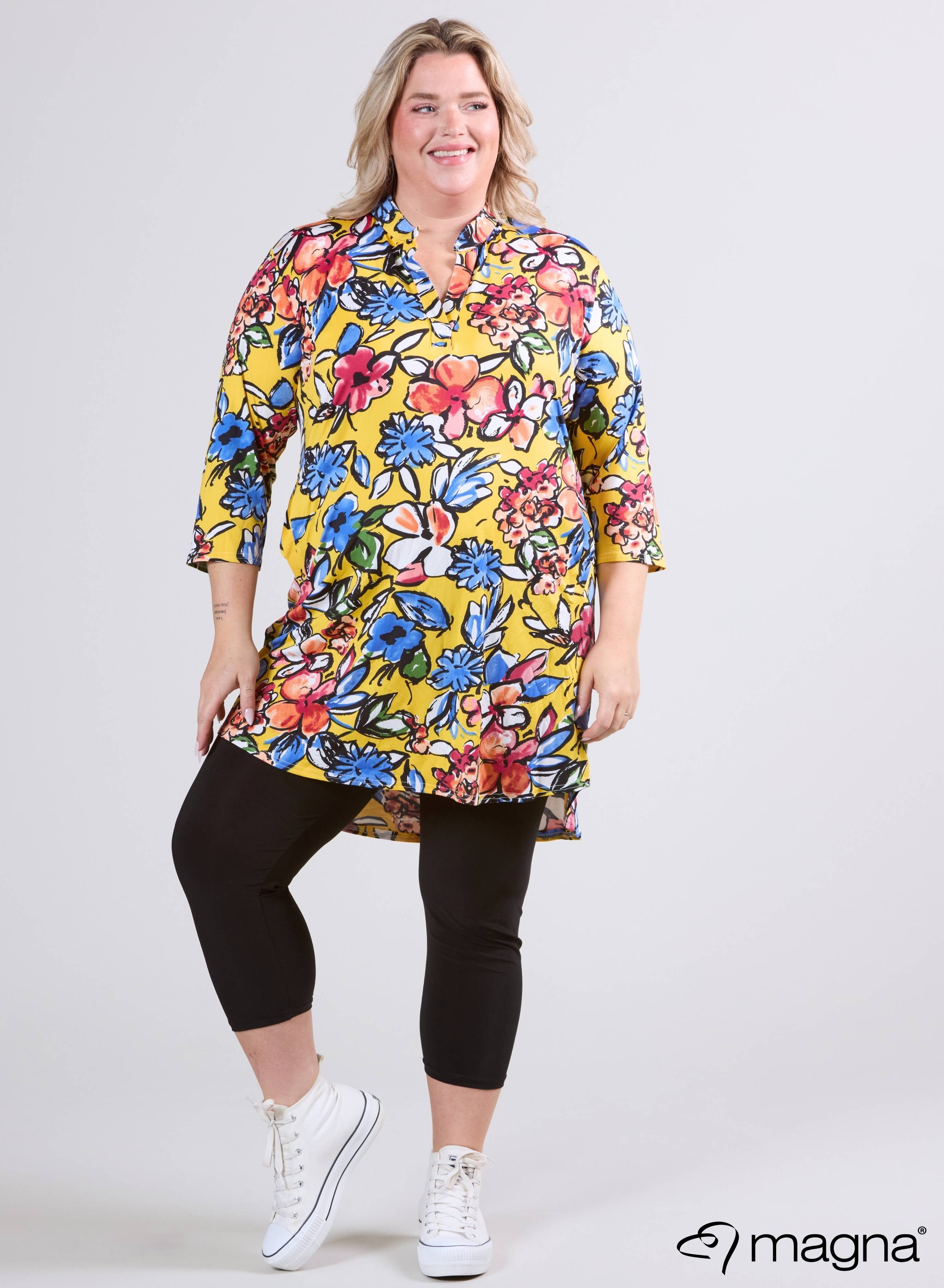 Magna Classic Pockets Tunika Blumengelb