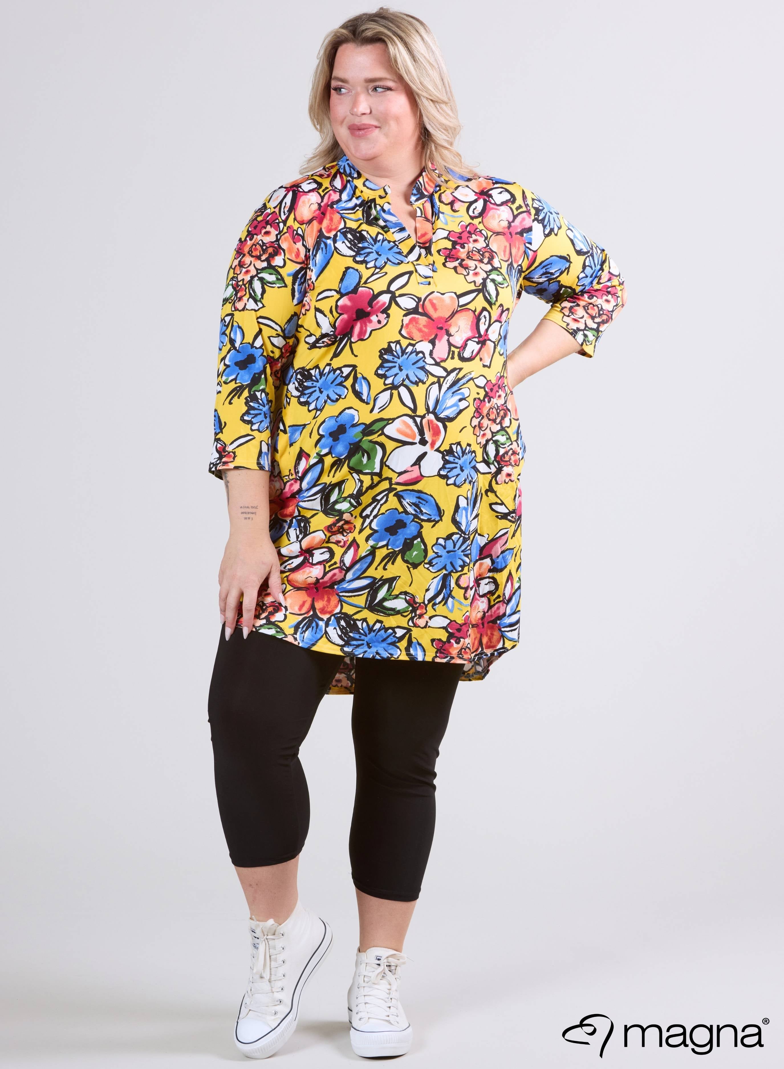 Magna Classic Pockets Tunika Blumengelb