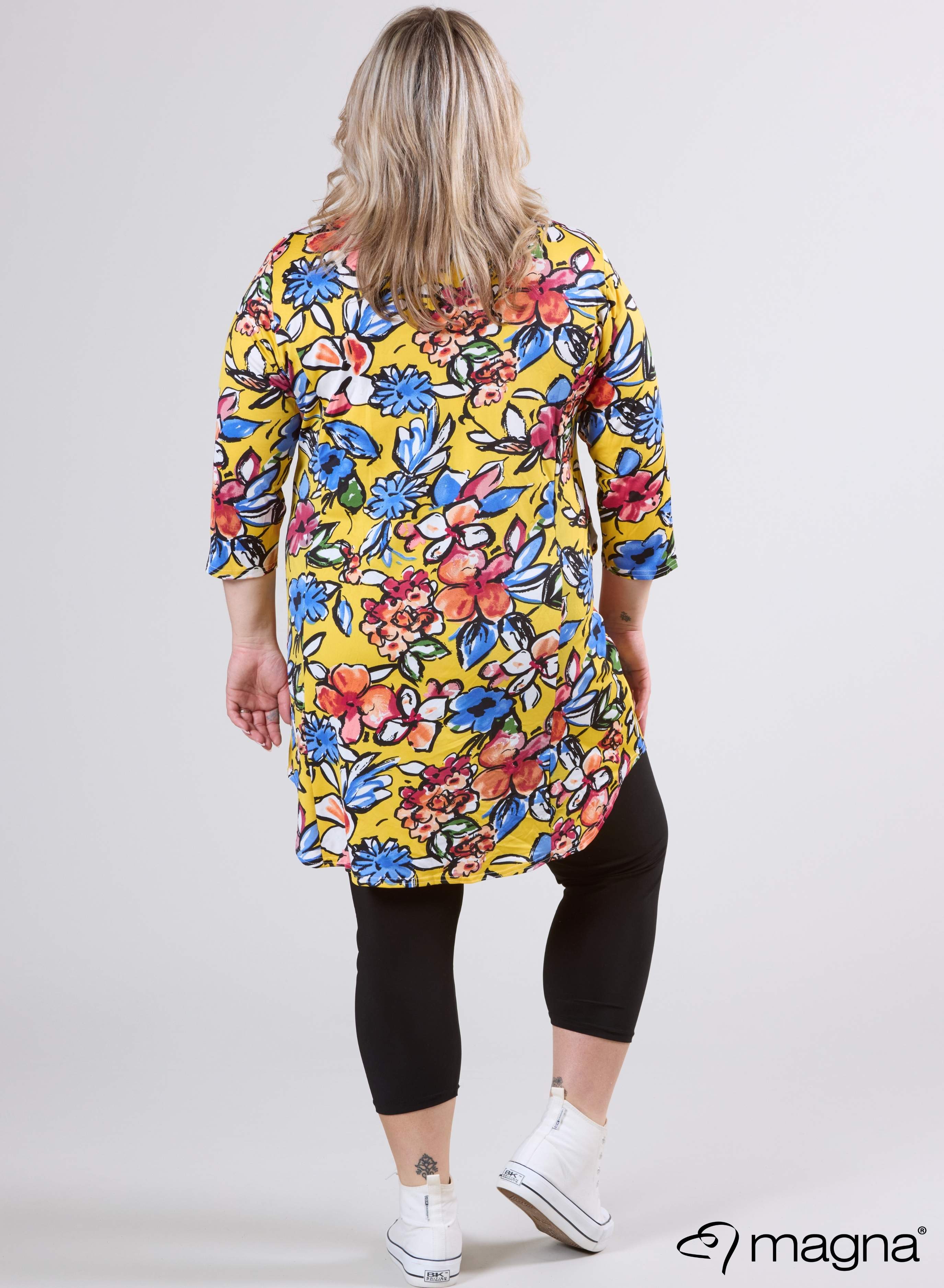 Magna Classic Pockets Tunika Blumengelb