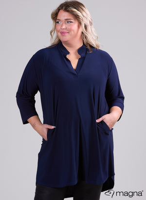 Magna Classic Tuniek met Zakken, Marineblauw