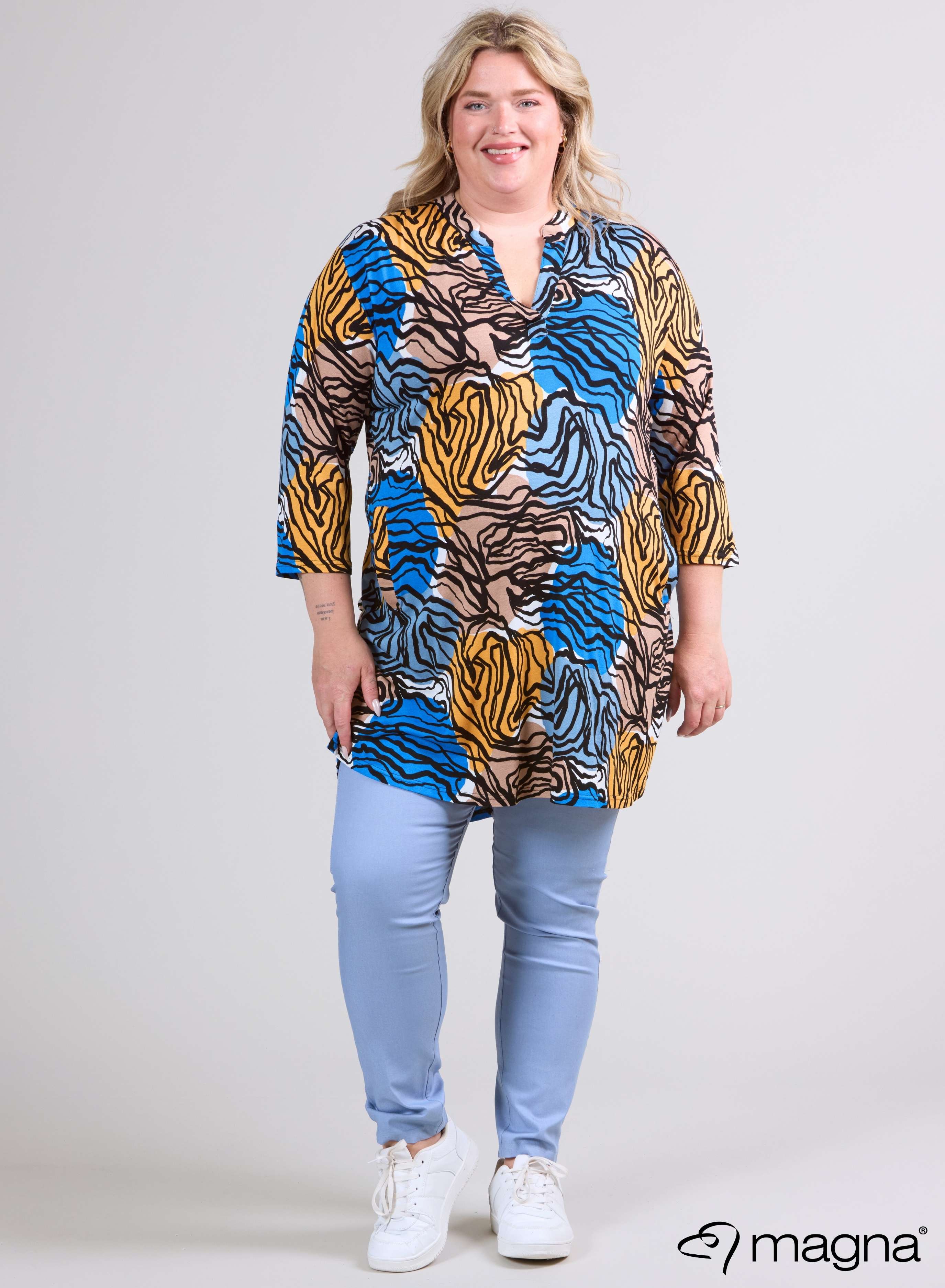 Magna Classic Pockets Tunic Yellow Blue