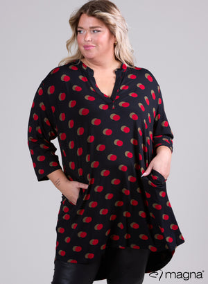 Magna Classic Zakken Tuniek Grote Polka Rood Zwart