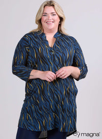 Magna Klassieke Tuniek met Zakjes Zebra Strepen Blauw