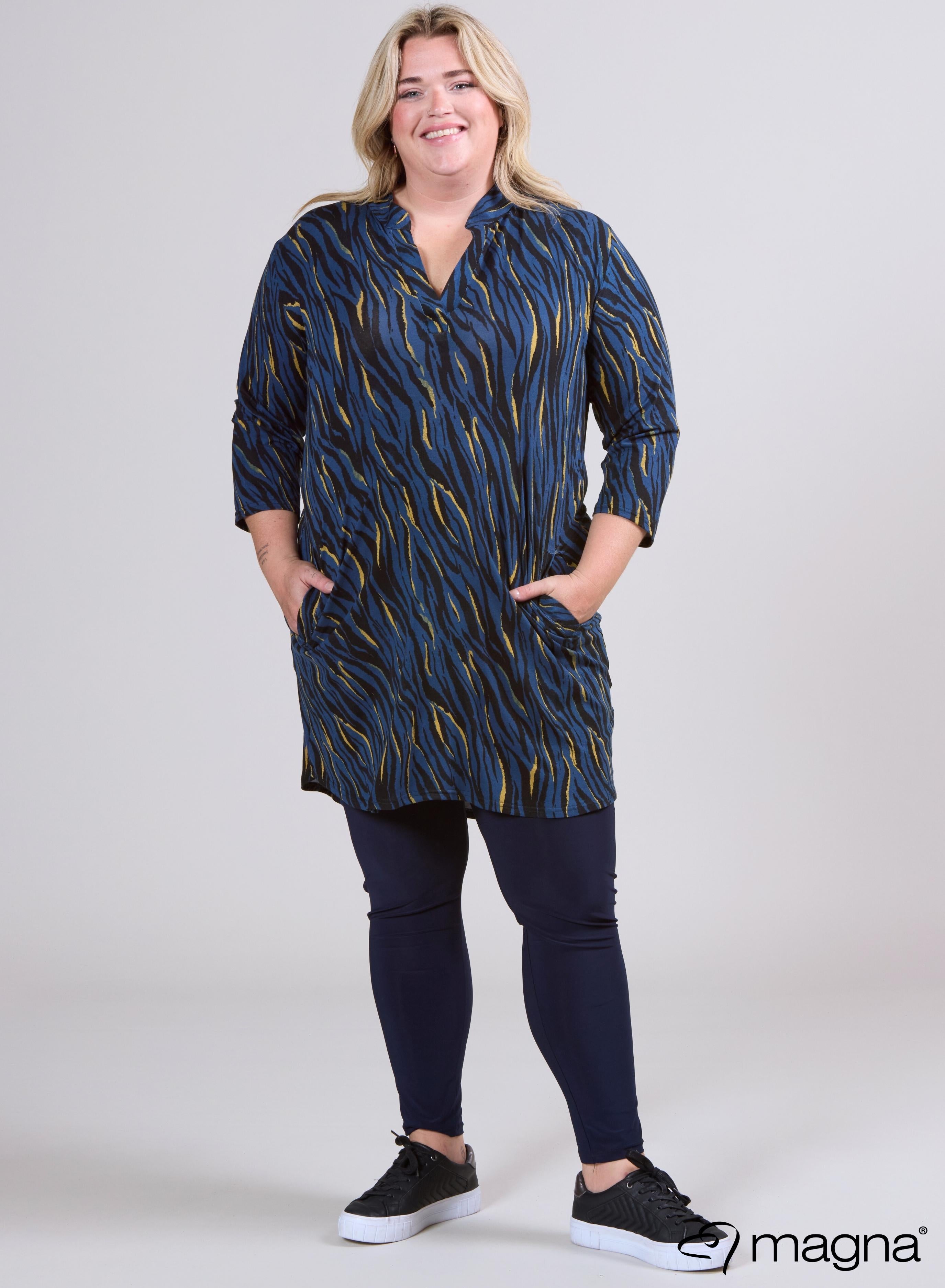 Magna Klassieke Tuniek met Zakjes Zebra Strepen Blauw