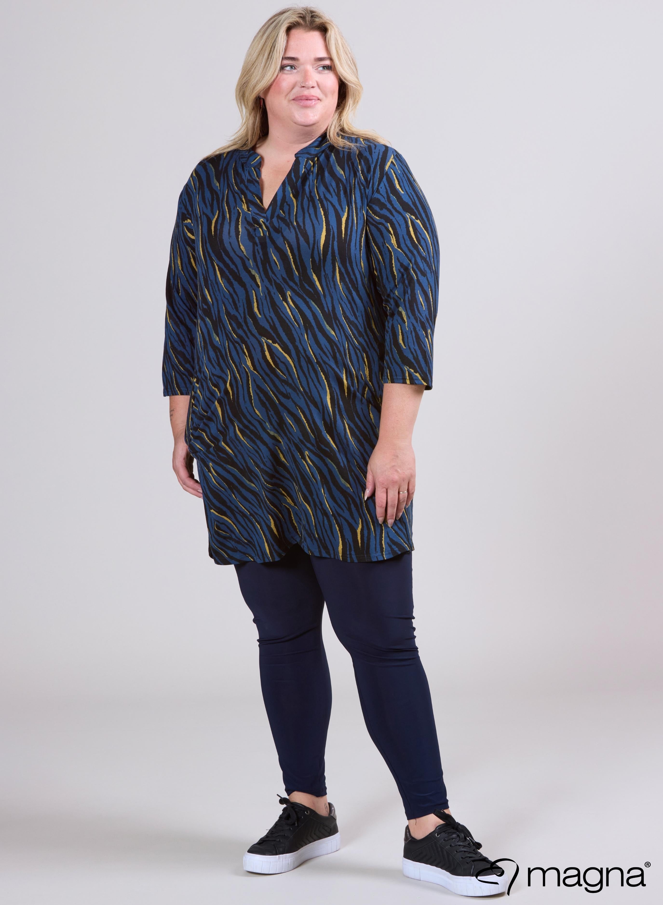 Magna Klassieke Tuniek met Zakjes Zebra Strepen Blauw