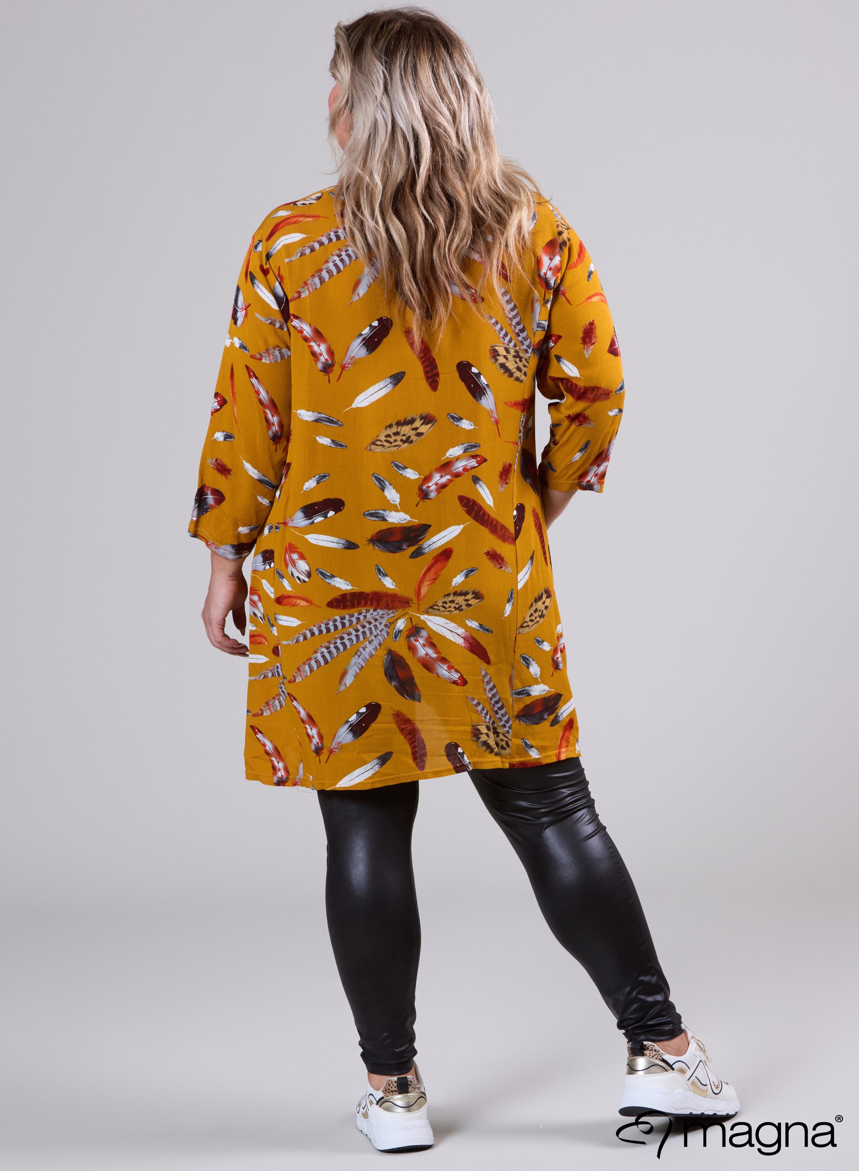 Magna A-line Light Viscose Tunic Ochre Feathers
