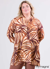 Magna A-lijn Lichte Viscose Tuniek Feather Roest