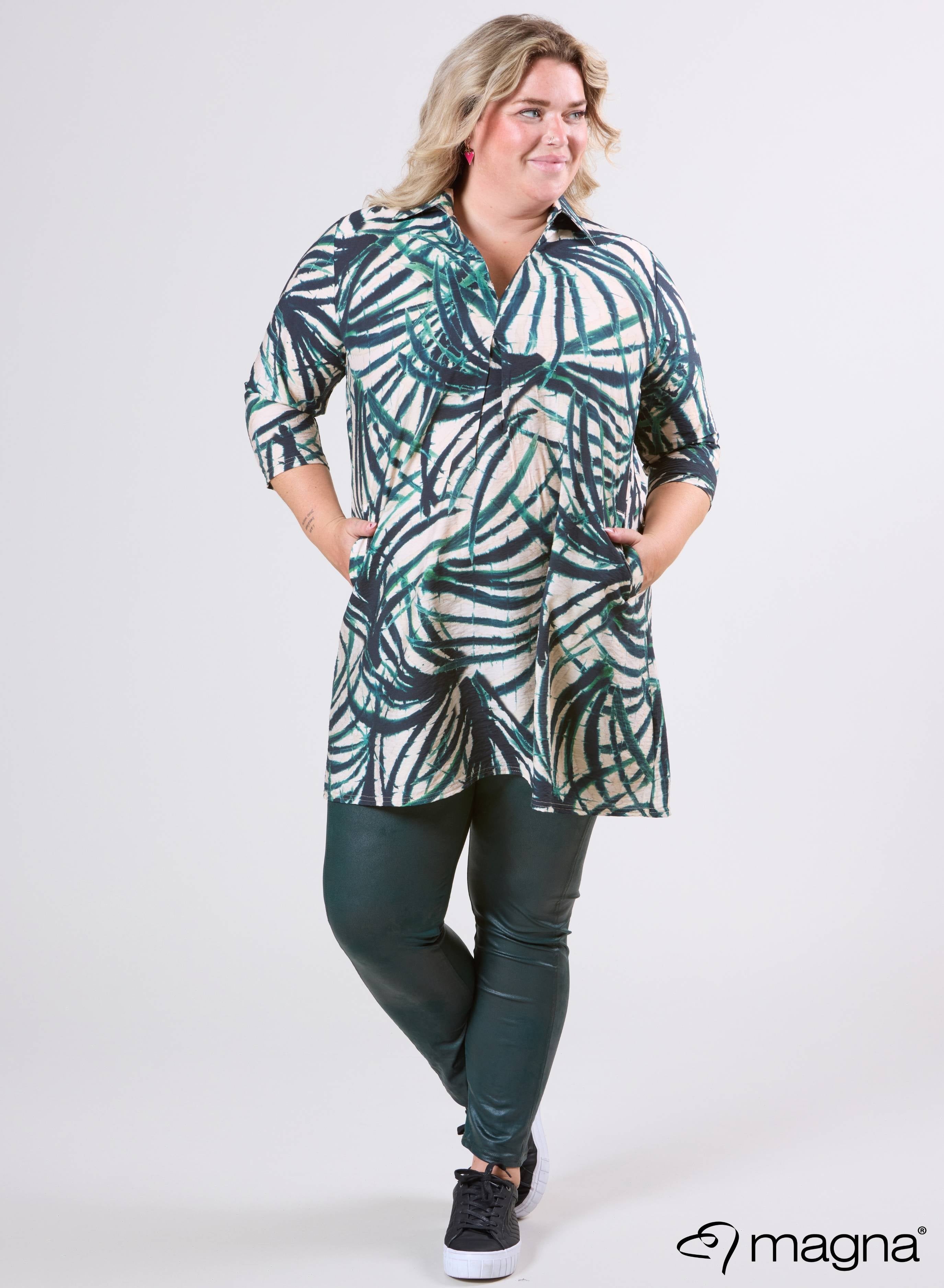 Magna A-lijn Lichte Viscose Tuniek Feather Groen