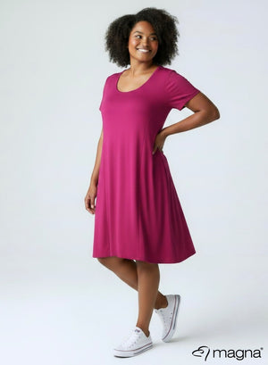 Magna Flow A-lijn korte jurk / tuniek donker fuchsia