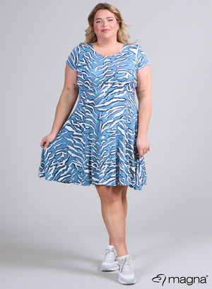 Magna Flow A-förmiges kurzes Kleid / Tunika Himmelblau Zebra