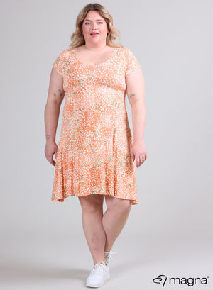 Magna Flow A-förmiges kurzes Kleid / Tunika Small Animal Orange