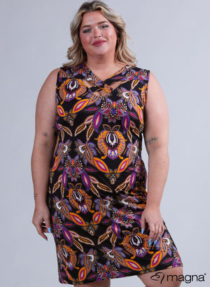 Magna Kleid mit gekreuzten Details und Paisley-Print Lila