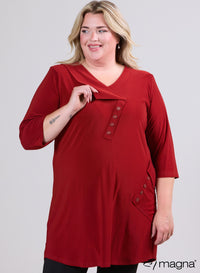 Magna Dubbele Knop Tuniek Solide Roest
