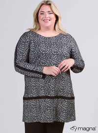 Magna Tuniek Zwaar Zichtbare Print Kleine Cheetah Melange Grijs