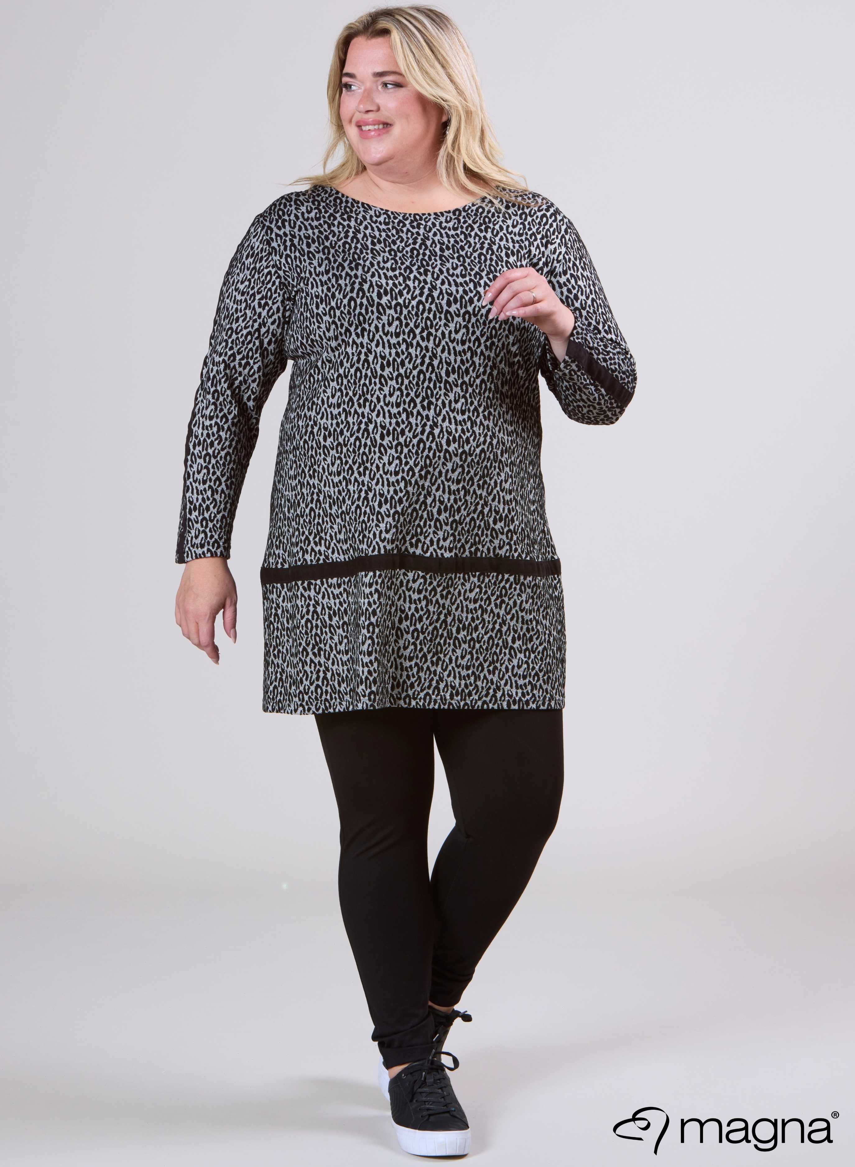 Magna Tuniek Zwaar Zichtbare Print Kleine Cheetah Melange Grijs
