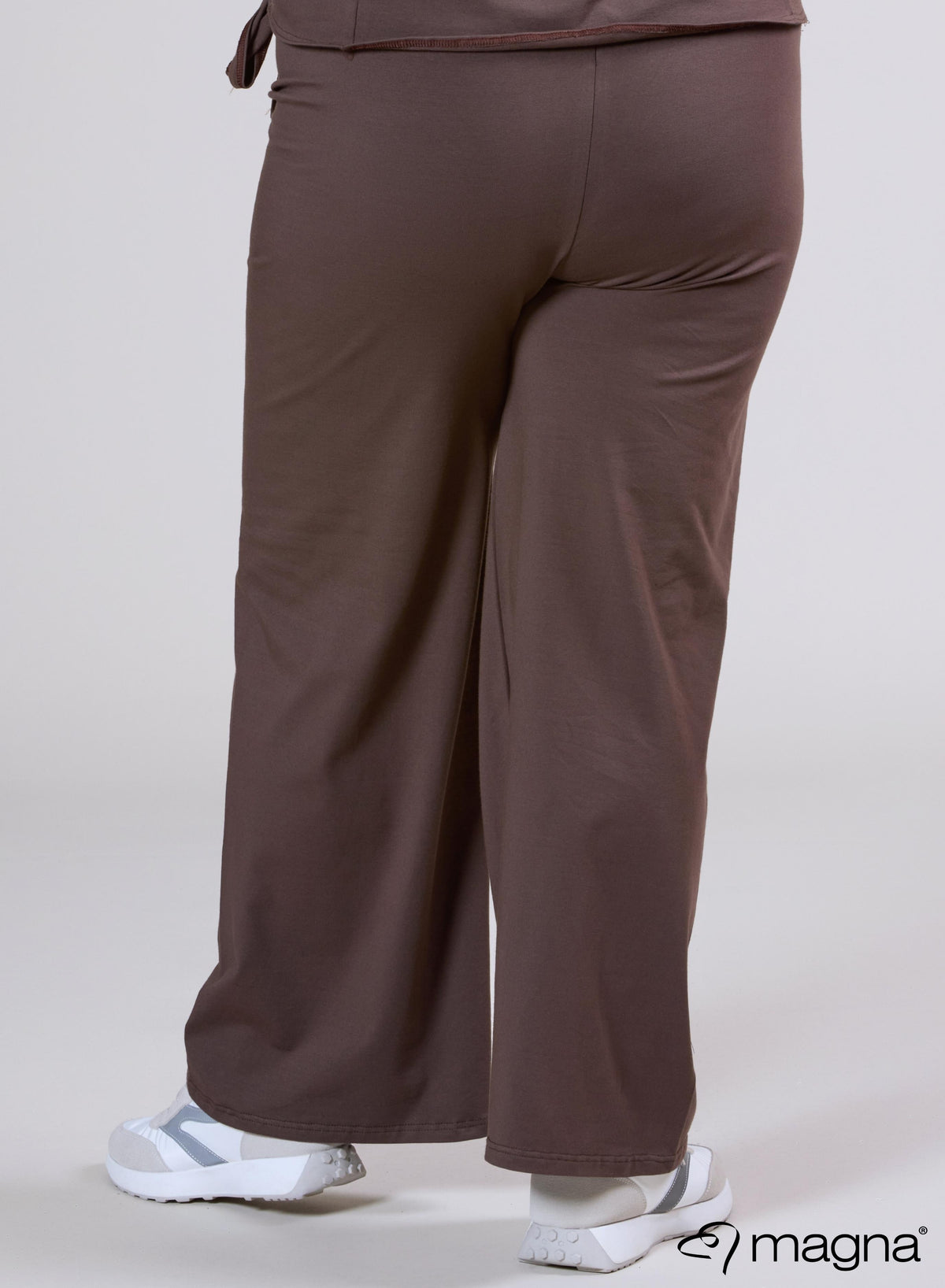 Magna Cotton Wide Leg Elastic Trouser Brown