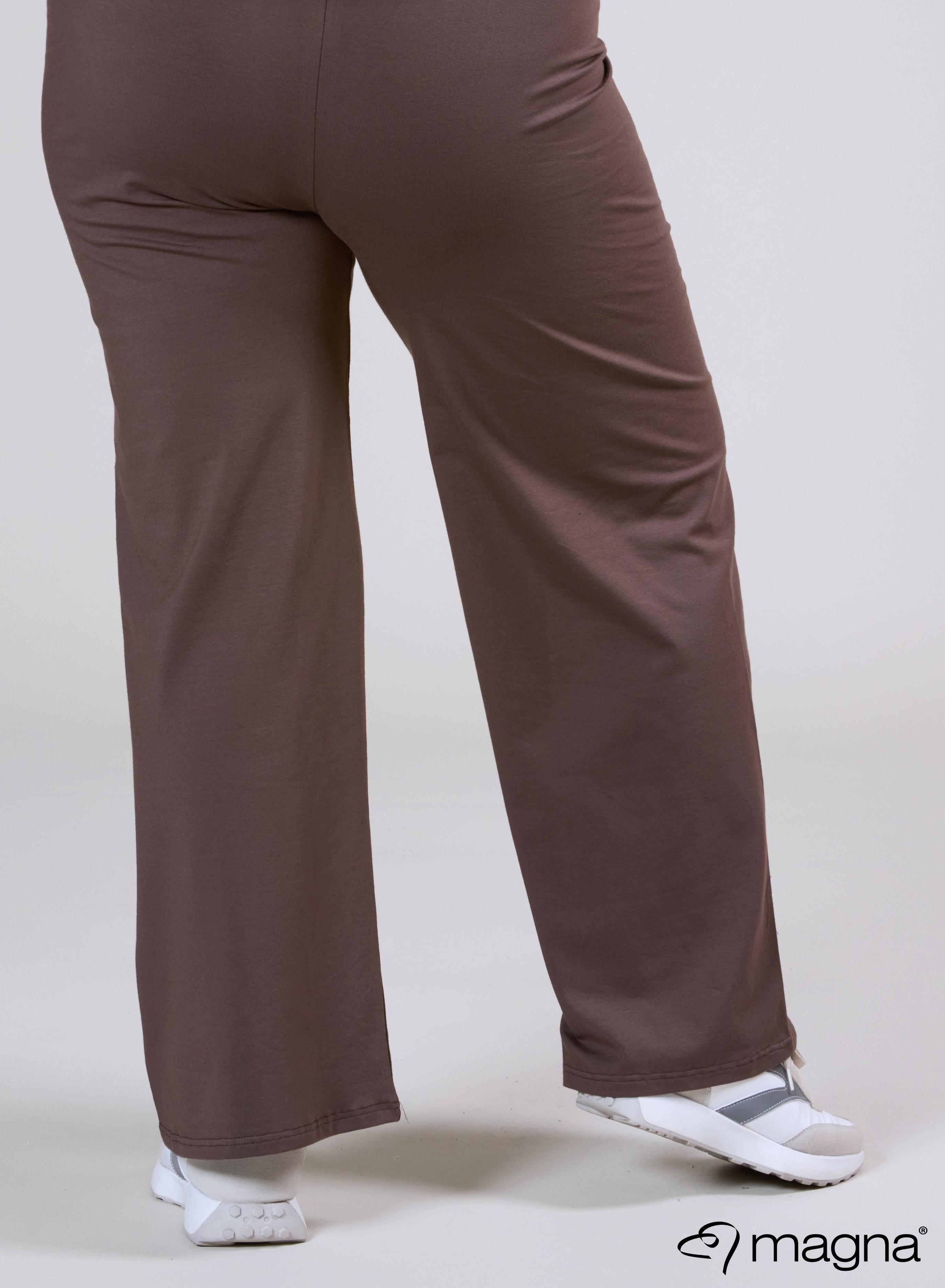 Magna Cotton Wide Leg Elastic Trouser Brown