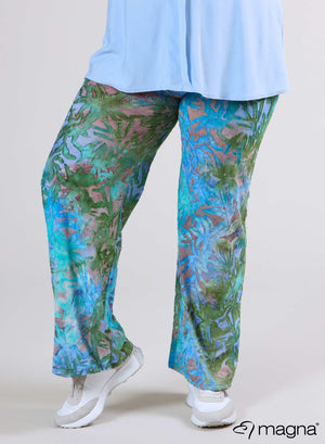 Magna Wide Leg Mesh Jaquard Hose Aqua Bush Design