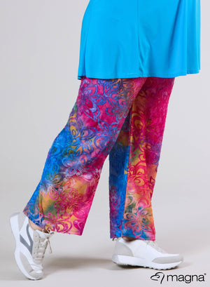 Magna Wide Leg Mesh Jaquard Hose Flower Pink/Blau