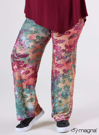 Magna Wide Leg Mesh Jacquard Broek Fall Leaves Wijnrood