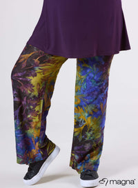 Magna Wide Leg  Mesh Jacquard Broek Fall Leaves Paars