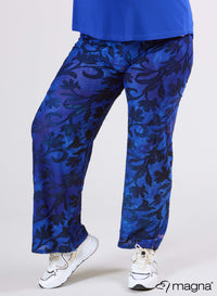 Magna Wide Leg Mesh Jacquard Broek Fall Leaves Koningsblauw