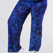 Magna Wide Leg Mesh Jacquard Broek Fall Leaves Koningsblauw