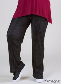 Magna Pleated Wide Leg Elastic Trouser Black