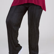 Magna Pleated Wide Leg Elastic Trouser Black