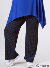 Magna Wide Leg Elastic Broek Medium Polka Koningsblauw