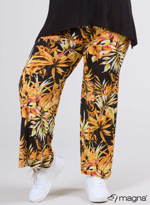 Magna Wide Leg Elastic Troy Orange Leaves