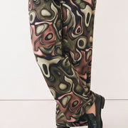 Magna Wide Leg Elastic Trouse Green Fluid Design