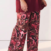 Magna Wide Leg Elastic Trouser Wine Red Fluid Design