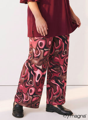 Magna Wide Leg Elastic Trouser Wine Red Fluid Design