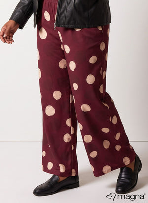 Magna Wide Leg Elastische Hose Bordeaux Orbit Kreise