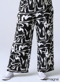 Magna Wide Leg Elastic Trouser Black and White Freestyle