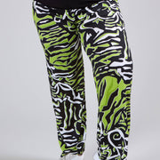 Magna Elastische Wijde Broek Art Zebra Lime