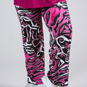 Magna Wide Leg Elastic Trouser Art Zebra Magenta