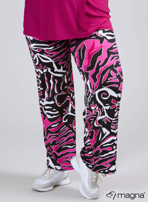 Magna Wide Leg Elastic Trouser Art Zebra Magenta
