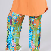 Magna Wide Leg Elastic Trouser Wall Deco Green Orange