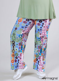 Magna Elastische Wijde Broek Wall Deco Blauw Roze