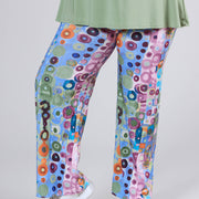 Magna Elastische Wijde Broek Wall Deco Blauw Roze